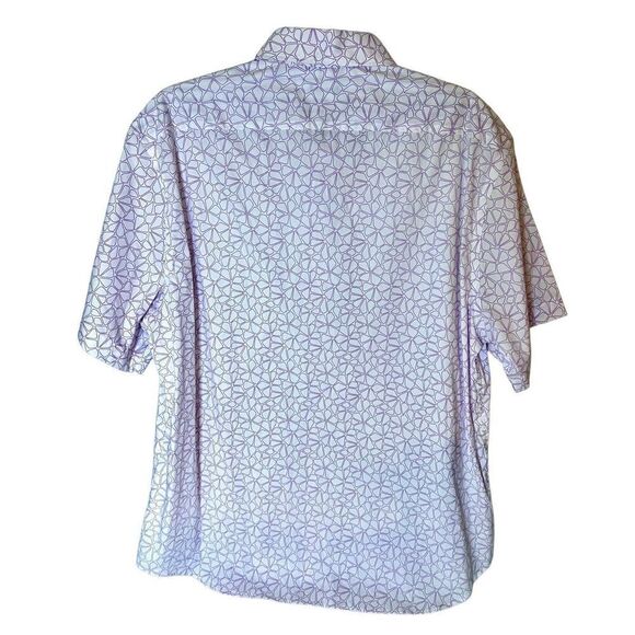 Pronto Uomo Hawaiian Shirt Mens Purple & White  Floral Short Sleeves Sz XL NWT - Picture 3 of 6